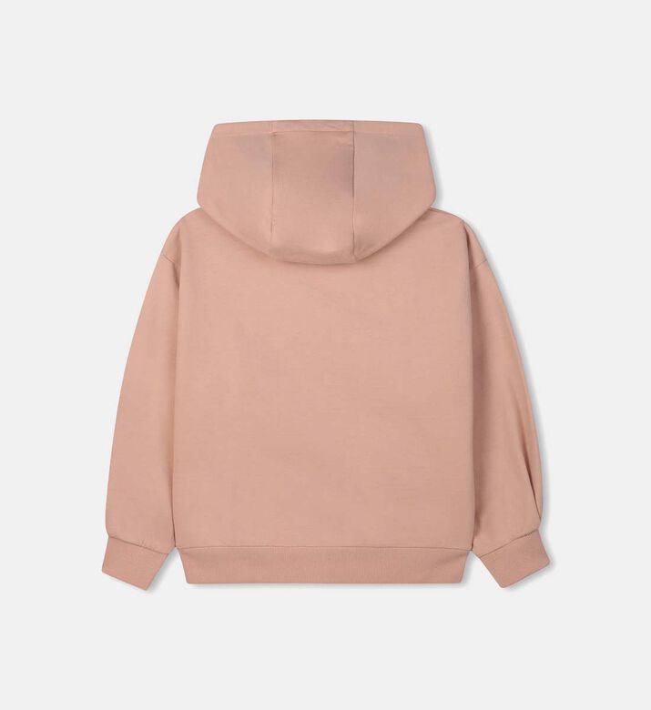 Pleated Long-sleeve Hooded Sweatshirt