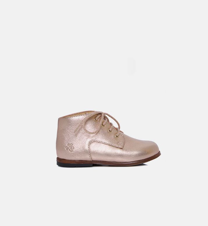 Metallic Embossed Logo Lace-up Boots
