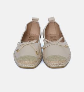 Beige Leather Espadrille Ballet Flats