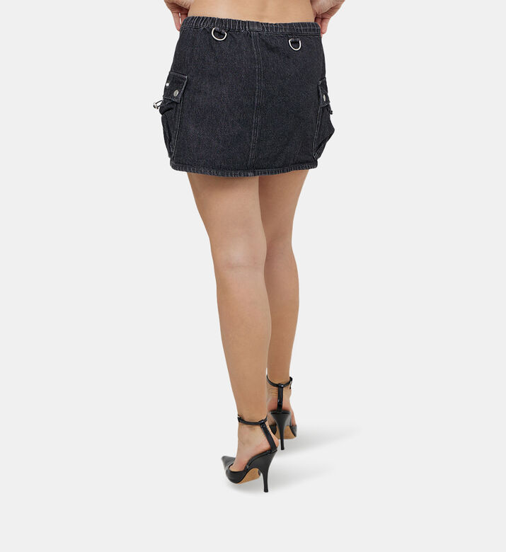 Pull-on Denim Cargo Skirt