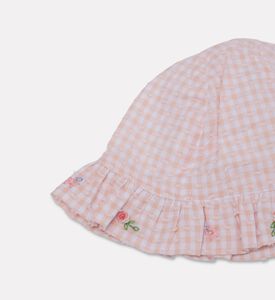 Tartine et Chocolat Gingham Floral-embroidery Sun Hat, Packshot View