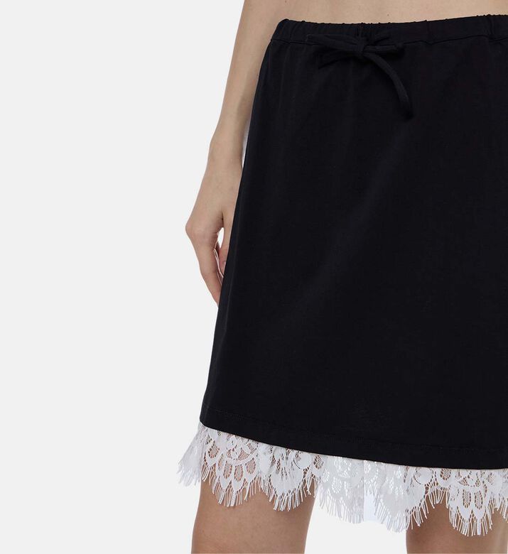 Lace Trim Drawstring Waist Mini Skirt