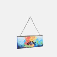 Eye-embroidered Printed Clutch