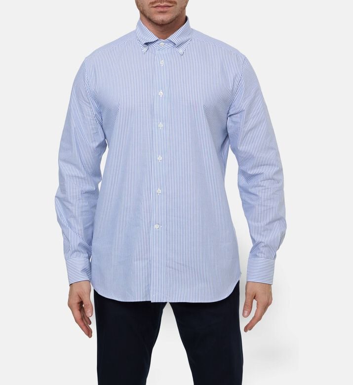 Corneliani Button-down Striped Cotton Shirt, Model View