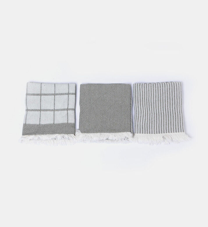 Home Deco and More Fringe-detail Kitchen Towel Set, Green, Packshot View