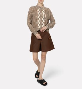 Marni Geometric-print Long-sleeve Shirt, Multicolor, 40, Model View