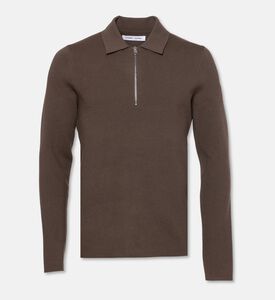 Samsoe Zip Fastening Long-sleeve Polo Sweater, Packshot View