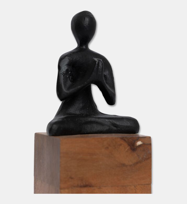 Home Deco and More Yoga Wood Base Figurine, Black, Packshot View