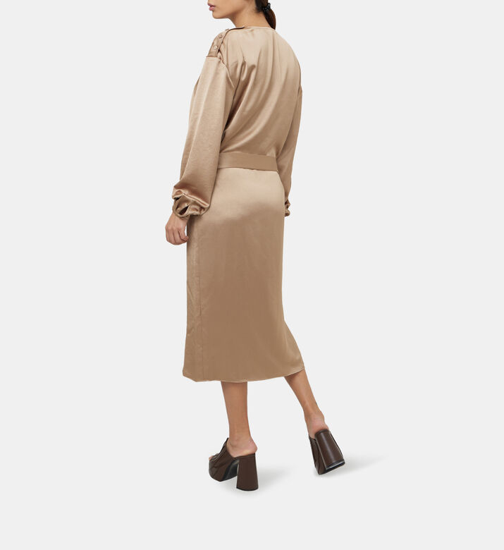 روبي الساتان فستان طويل