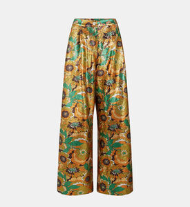 بنطال واسع الساقين مزين بترتر بأزهار