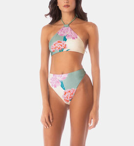 Flower-print Self-tie Straps Top