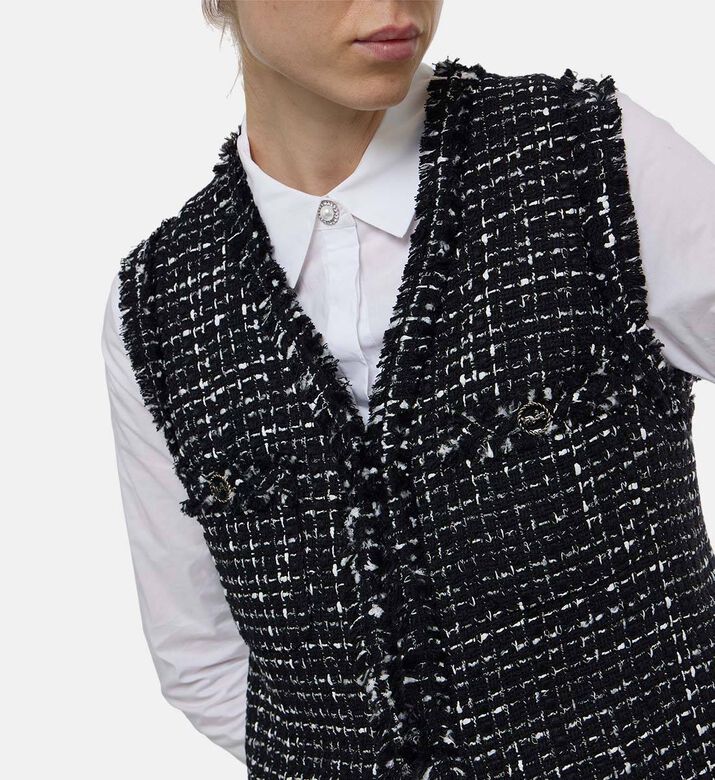 Weill Tweed Sleeveless V-neck Vest, Model View