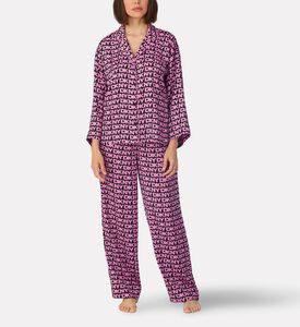 DKNY Satin Logo Long Pajama Set, Model View