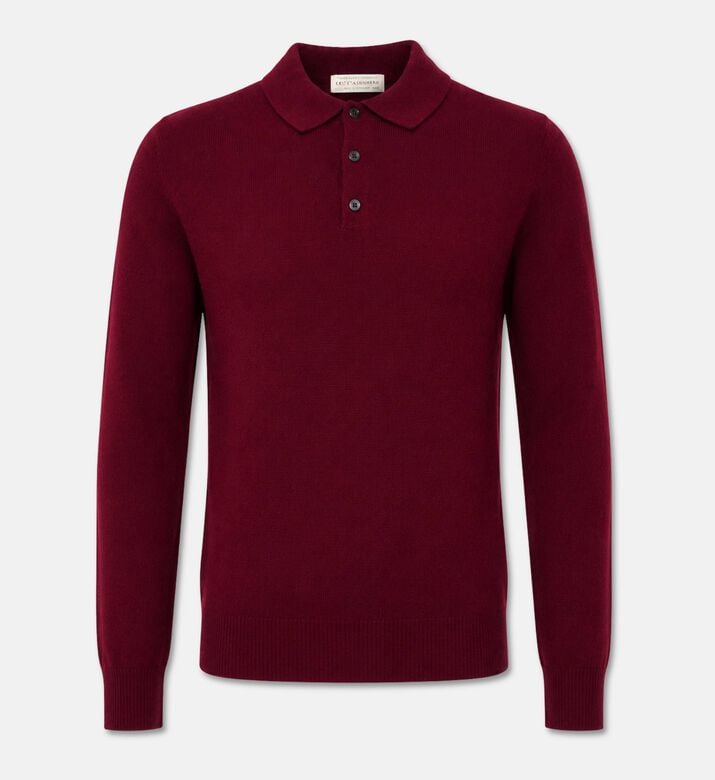 Galeries Lafayette Polo-collar Cashmere Sweater, Burgundy, S, Packshot View