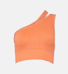 LIVE! Seamless Ribbed Knit Bra, Orange, Xs, Packshot View