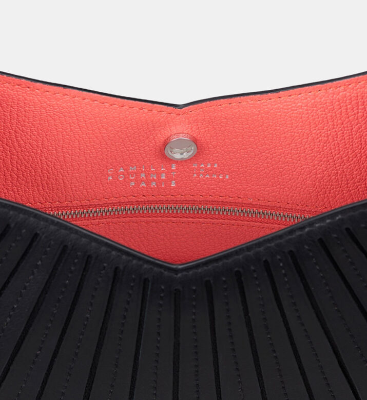 Camille Fournet Balancier Calf Leather Pleated Handbag, Black, Packshot View