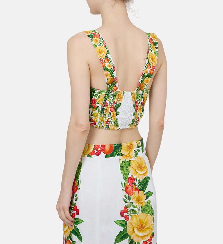 بلوزة بأزهار بيكنيك بتطريز بارز ومطاط لاستك