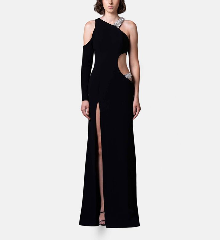 Jean Louis Sabaji Crystal-embellished Cut-out Gown, Model View