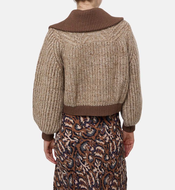 Ba and Sh Puffy Long-sleeve Cardigan, Model View