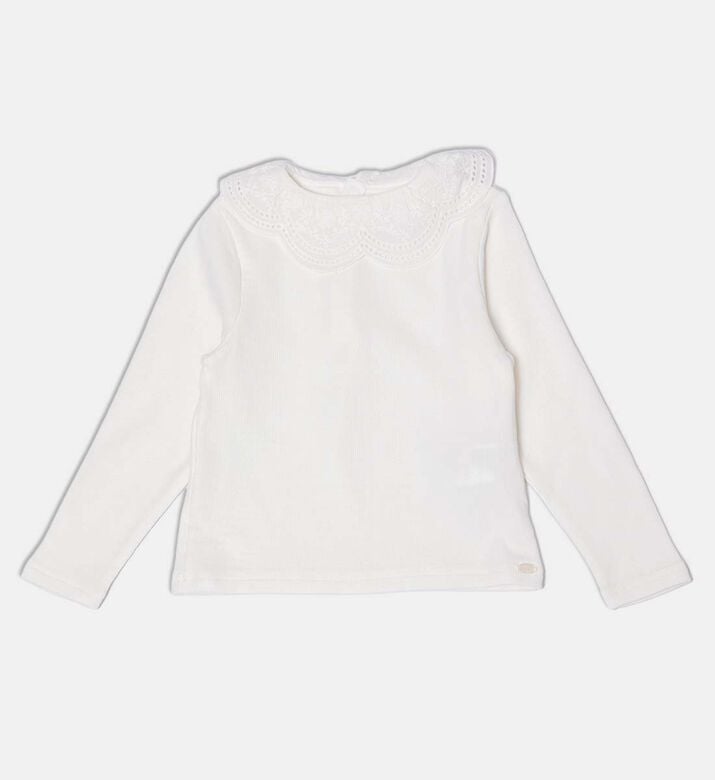 Tartine et Chocolat Ribbed Lace Collar T-shirt, Packshot View