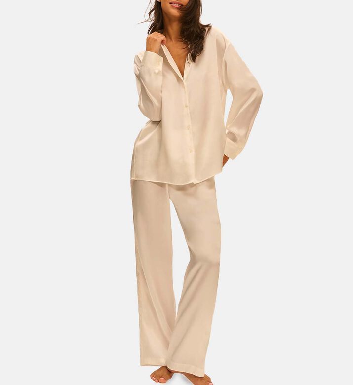 Embroidered Trim Pajama Top