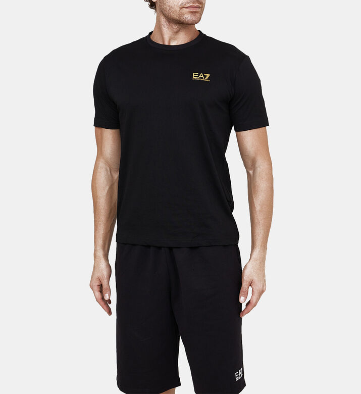 EA7 Logo Printed Cotton T-shirt, Model View