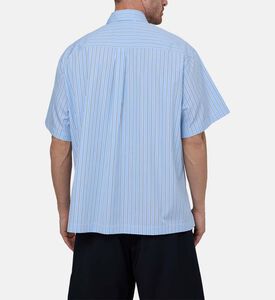 قميص قطن مخطط بأكمام قصيرة