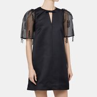 Fringed Organza Mini Dress