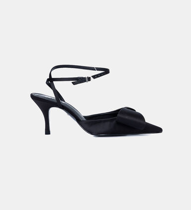 Satin Bow Ankle Strap Heels