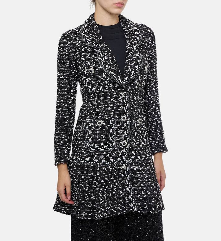 Edward Achour Paris Textured Double-breasted Coat, Model View