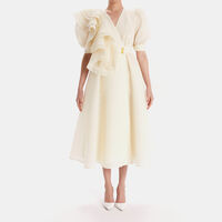 Flower Ruffled Midi Dress