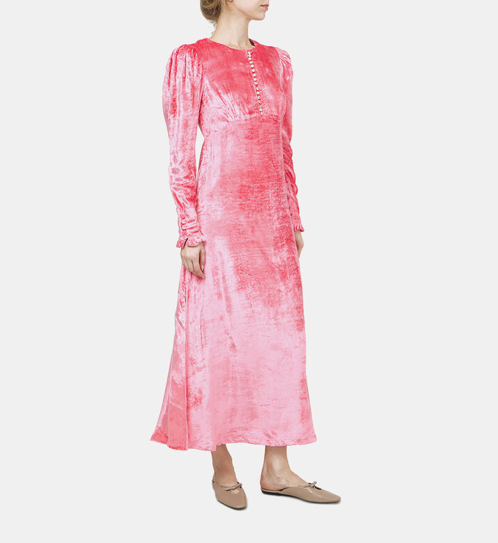 فستان مخملي منتفخ الأكتاف