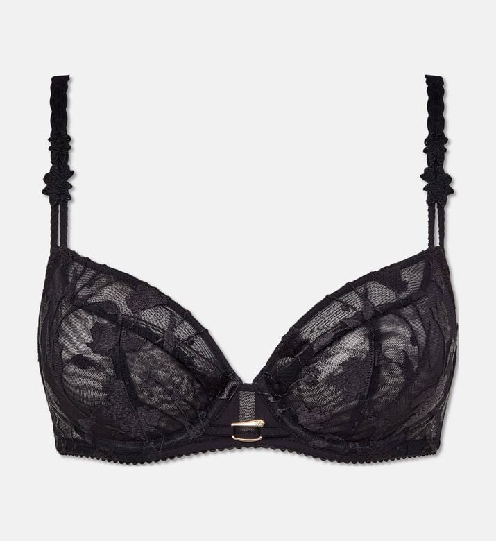 Chantelle Floral-embroidery Bra, Black, 90, C, Packshot View