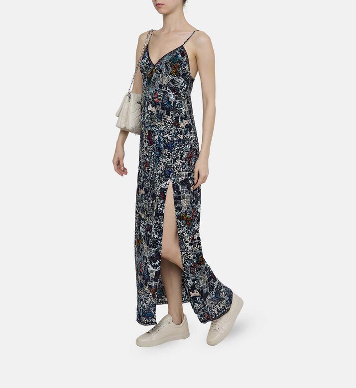 فستان راي متوسط الطول جاكارد