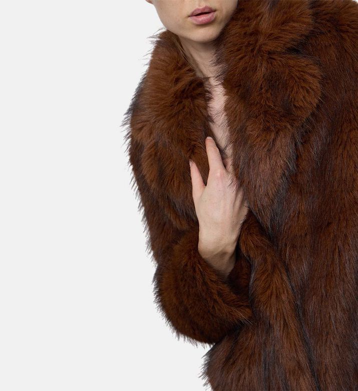 The Kooples Faux Fur Boxy Jacket, Model View The Kooples Faux Fur Boxy Jacket, Model View