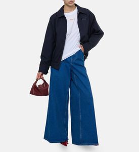Button Closure Wide-leg Denim Pant