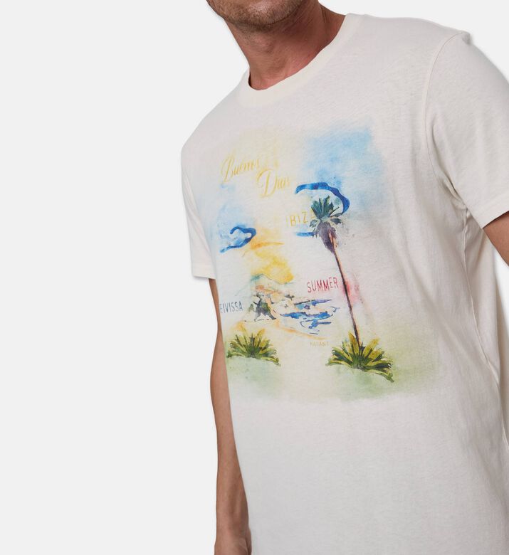 Marant Homme Summer-print Straight-cut T-shirt, Model View