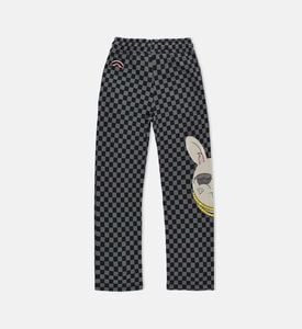 بنطال سبلاتر باني بنقشة مربعات