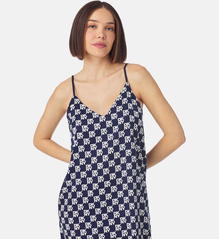 Logo-print V-neck Side Slits Sleep Shirt