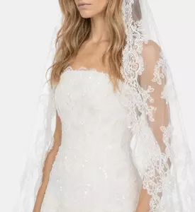 L Atelier Du Luxe Beaded Chantilly Strapless Gown, Model View
