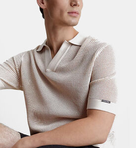 تيشيرت بولو شاطئي محبوك بنقشة مفرغة