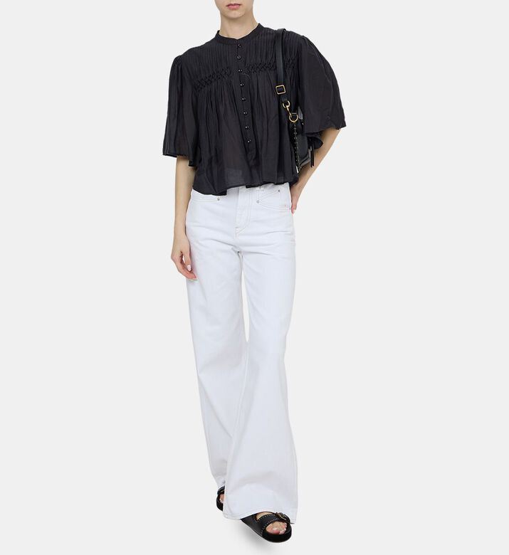 بلوزة ديستني قطن فوال مكشكشة