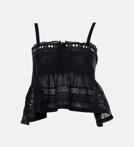 بلوزة بياقة ملتفة حول الرقبة كروشيه بحافة كروشيه