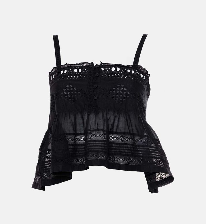 بلوزة بياقة ملتفة حول الرقبة كروشيه بحافة كروشيه