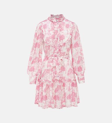 Maya Printed Ruffle-details Midi Dress