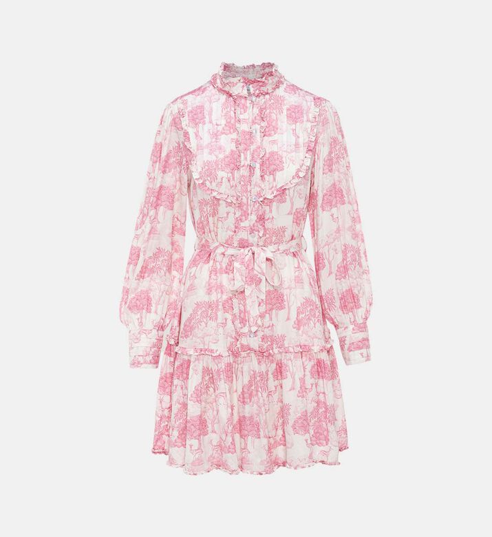 Maya Printed Ruffle-details Midi Dress