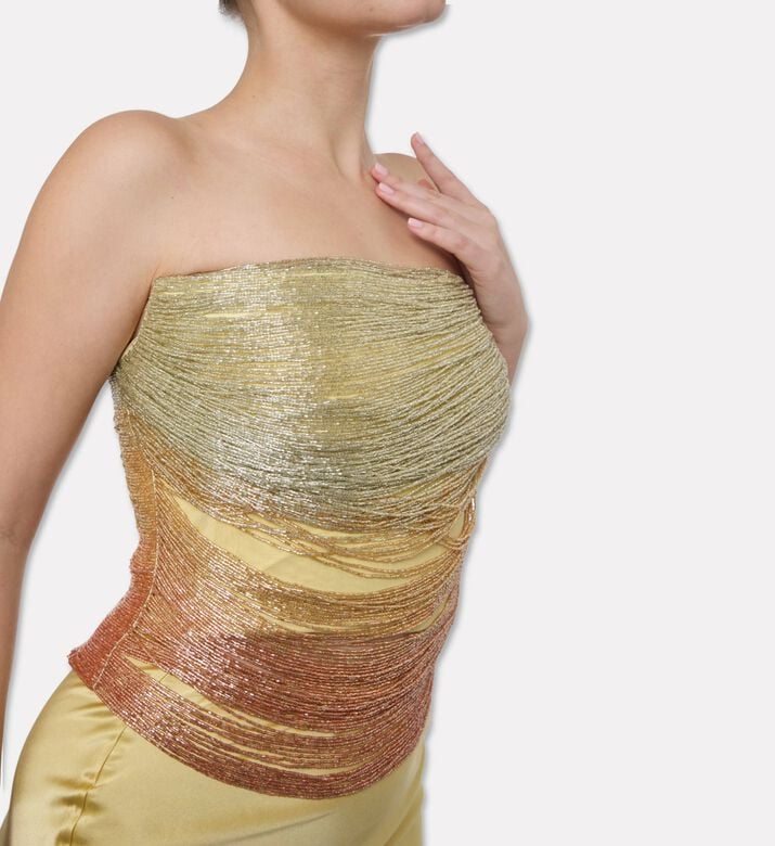 Cult Gaia Pandora Layered Beaded Top, Model View