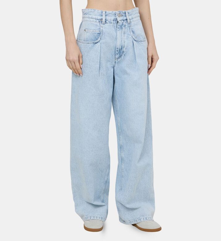 Rachelle Pleated Loose-fit Denim Pants
