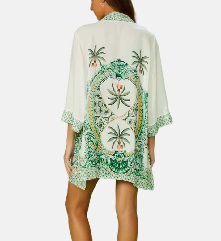 Tropical-print Short-sleeve Cover Up