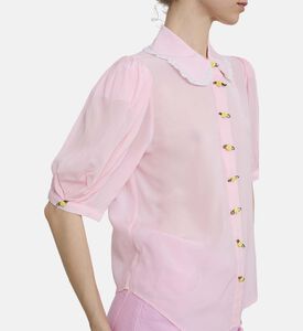 قميص بصف أزرار بتصميم زهرة